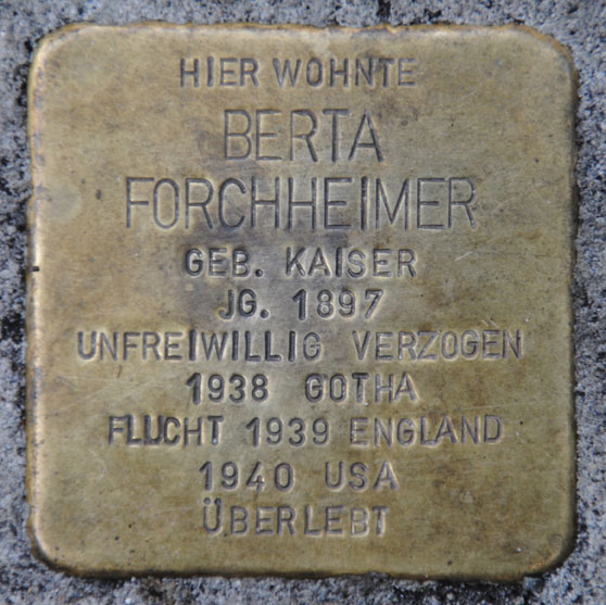 Stolperstein für Berta Forchheimer, Bahnhofstraße 30