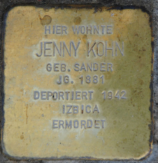 Stolperstein für Jenny und Max Kohn, Sally-Ehrlich-Straße 1