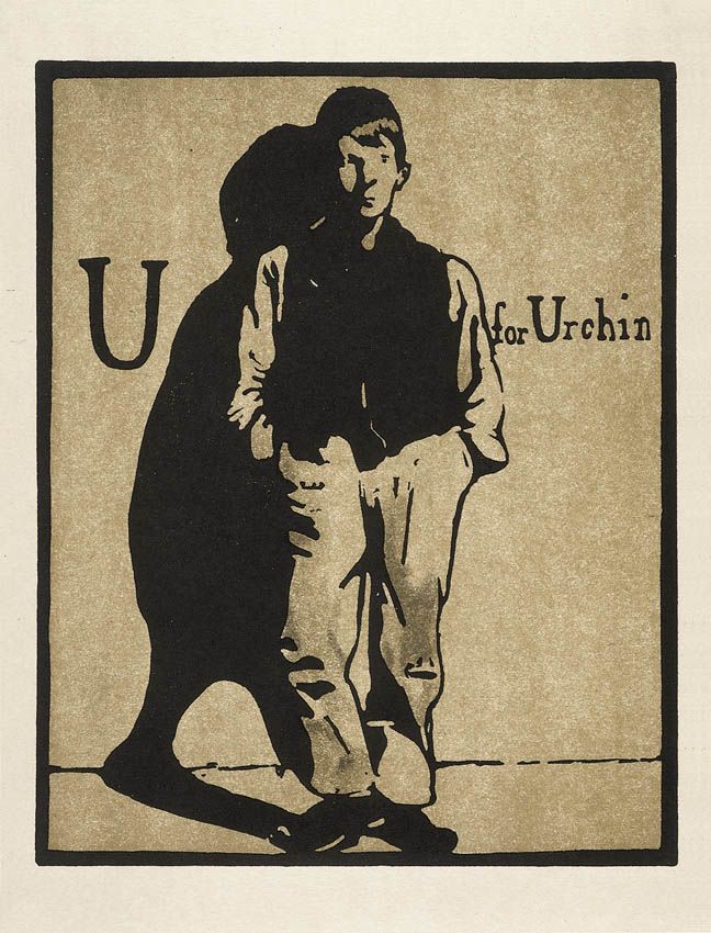 William Nicholson – Lithographie “U for Urchin” aus der Folge “An Alphabet”, 1897/1898