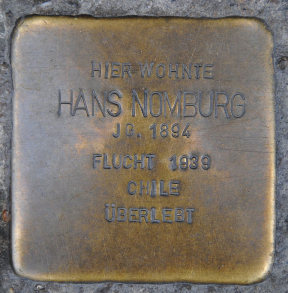 Stolperstein für Georg, Charlotte, Hans u. Susi Nomburg, Steinweg 17