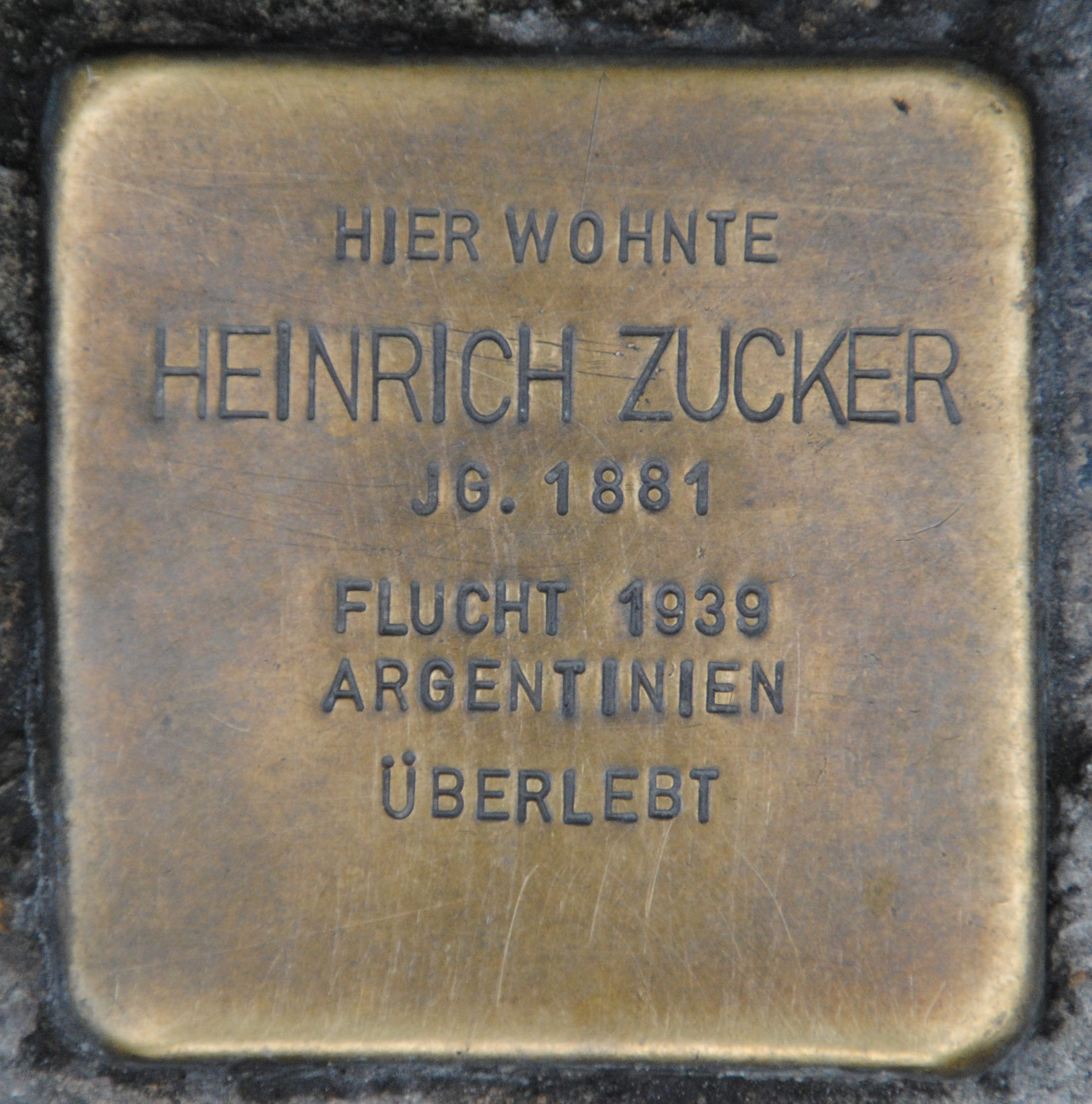 Stolperstein für Heinrich Zucker, Steinweg 19