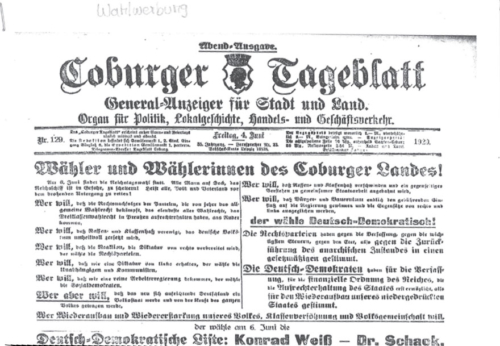 Zeitungsseite Coburger Tageblatt