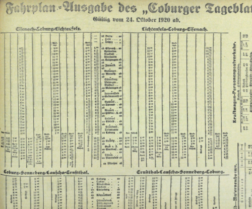 Winterfahrplan von 1920/21