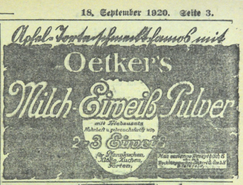 Rezept von Dr. Oetker in der Tagespresse