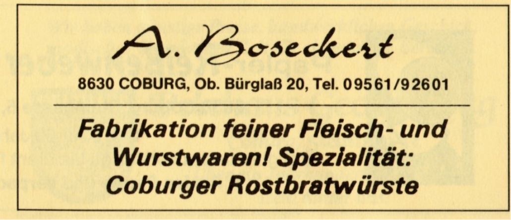 Werbung Fleischerei Boseckert